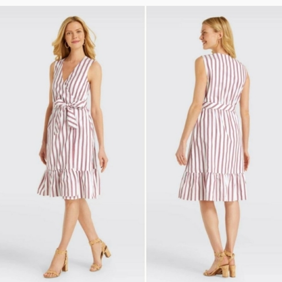 Draper James NWT Stripe Faux Wrap Tank Tie Dress - Picture 2 of 10